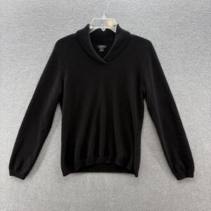 Prive Cashmere Sweater Womens Medium Black Cashmere Shawl Collar Pullover